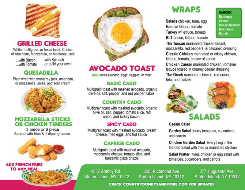 Menu – Country Donuts and More